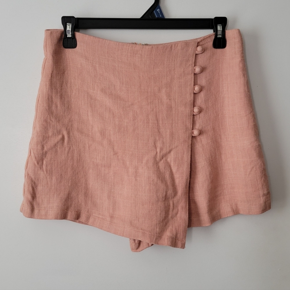 Loveriche Peachy Pink Linen Skort